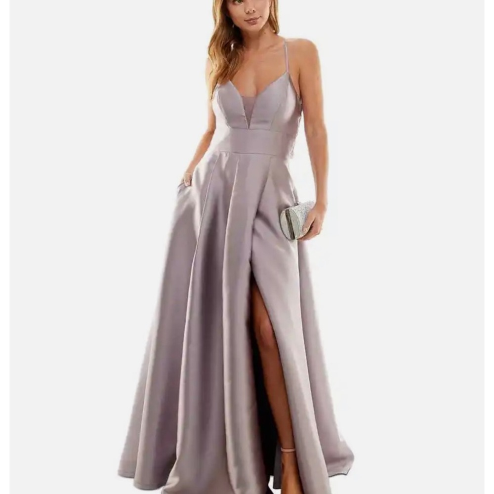 Speechless Womens Purple Faux Wrap Mesh Inset Evening Dress Gown Juniors NWOT